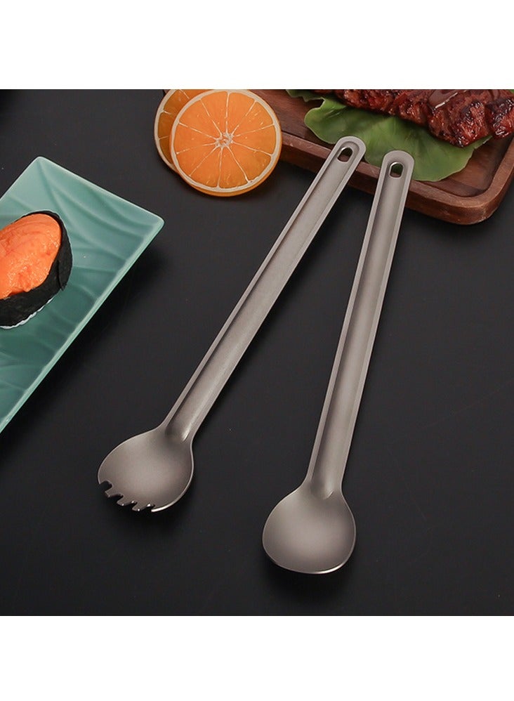 4 Pack Titanium Long Handle Spork and Spoon Set 8.4 Inch Eco-Friendly Ultralight and Portable Camping Utensils Lightweight Soup Spoon Camping Spork for Camping Cookware Wilderness Outdoors Picnics - Image 2